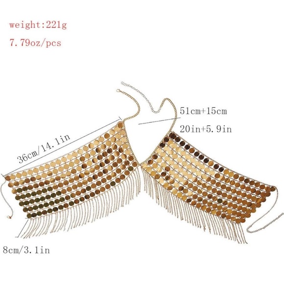 Gold- New Women's Sexy Halter Backless Tank Top Bra Body Chain Necklace Tassel… - Picture 3 of 5